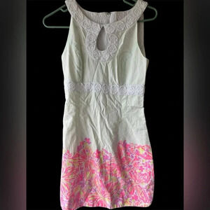lilly pulitzer size 4 dress women Very Light Mint Green And White Design Allover